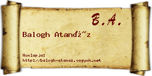 Balogh Atanáz névjegykártya