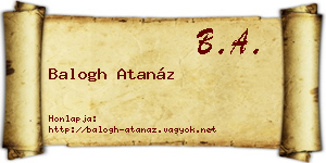 Balogh Atanáz névjegykártya